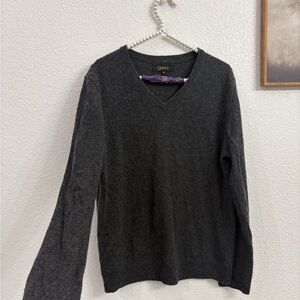 Quince Mens Medium Cashmere Vneck Sweater gray